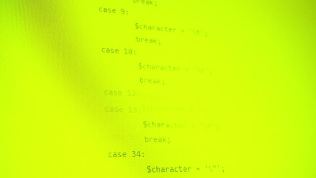 Yellow sceen and developing programming and coding technologies.