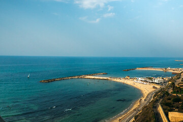 View at the open sea, city of Tel Aviv Israel.