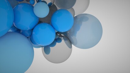 Abstract image of blue balloons 3D image