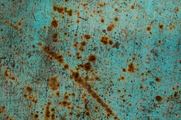 texture of blue metal with rust spots of different sizes on it