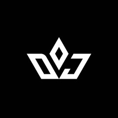 DJ monogram logo with crown shape luxury style