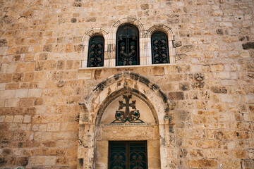 Fototapeta na wymiar Entrance of the cenacle building, city of Jerusalem Israel.