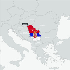 Map of Serbia with flag fill