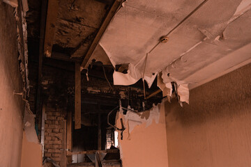 Burned abandoned building