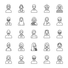 diversity people icon set over white background, flat style