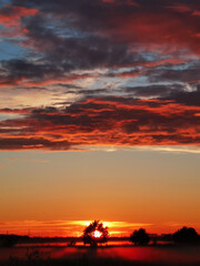 Beautifully illuminated clouds at sunset