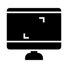 computer with square corners on screen, silhouette style