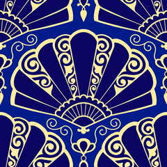 Fashion ornament with fans. Seamless pattern element. Vector illustration.