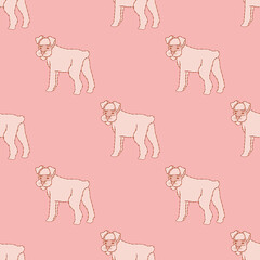 Kawaii Schnauzer vector background pattern. Happy standing dog seamless illustration.