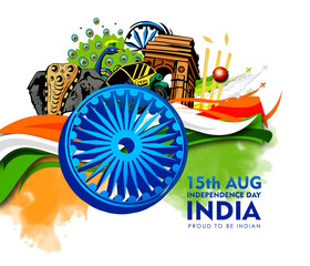 vector illustration of 15th August india Happy Independence Day.