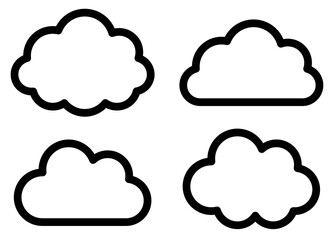 Clouds icon set.Cloud shapes collection.Linear graphic collection.Cloud drive storage.Flat style vector illustration.