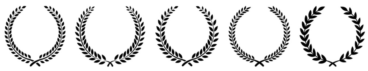 Laurel wreath set.Set of various laurel wreaths. Award, achievement, victory, Gerd. Vector illustration.