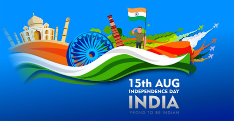 vector illustration of 15th August india Happy Independence Day.