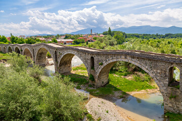 Fototapeta na wymiar Historical Terzijski bridge known also as Tailor bridge, in Gjakova, Kosovo