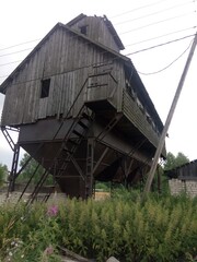 abandoned bunker gallery for loading sawdust or wood chips