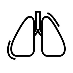 Simple lungs icon. Black and white outline vector illustration isolated on white background. Flat vector illustration. Isolated on white background.