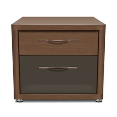 Wooden office locker - cabinet for papers and documents. Mockup for the interior. Isolated on a white background. Vector illustration.