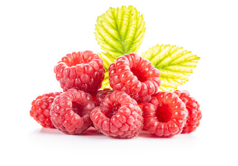 Ripe red raspberries.