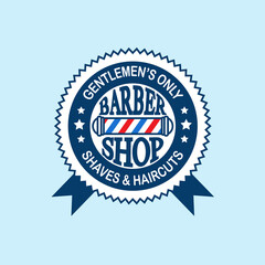 Logotype of the barbershop. Logo, banner, label, badge. Vector illustration.
