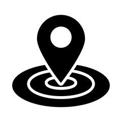 location pin on a target icon, silhouette style