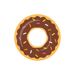 Chocolate donut vector isolated on white. Sweet donuts with chocolate glaze illustration. 