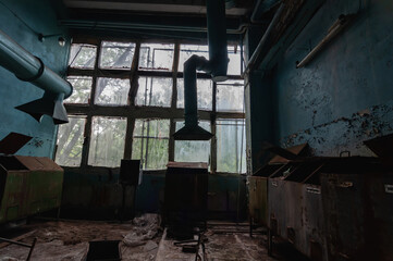 Fototapeta na wymiar Jupiter Factory in Pripyat, Chernobyl exclusion Zone. Chernobyl Nuclear Power Plant Zone of Alienation in Ukraine