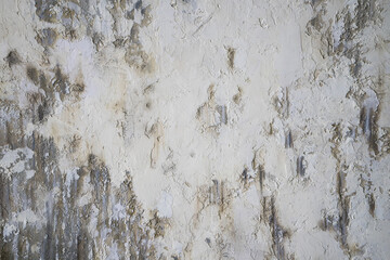 Gray old wall with layers of paint. Concrete texture on the background. Oil paint on canvas