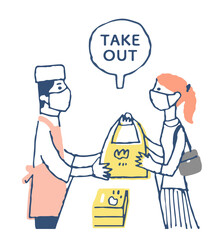 テイクアウトで食べ物を購入する女性
