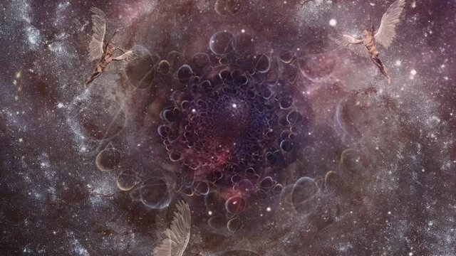 Endless space. Winged men represents angels