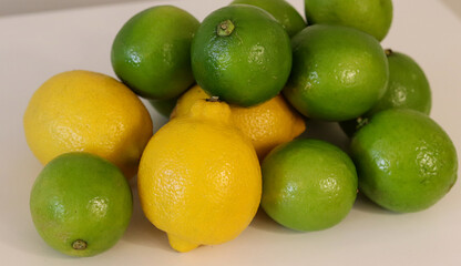 Beautiful lemons arranged on a table. A fruit rich in vitamin c.