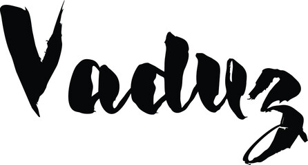 Capital City Name "Vaduz" Hand Written Typography word modern Calligraphy Text 