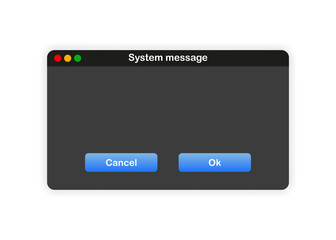 Window of user Interface. System message template unknown error on white background. Vector.