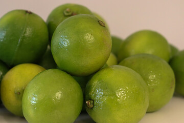 Beautiful lemons arranged on a table. A fruit rich in vitamin c.