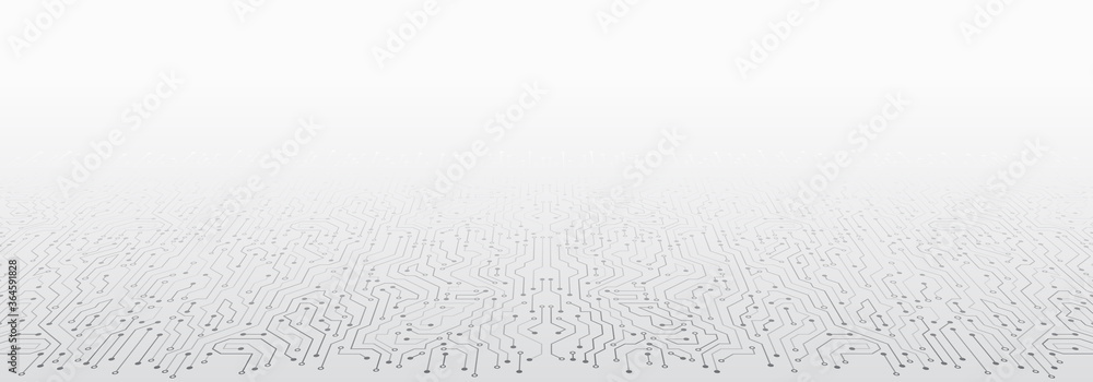 Poster Perspective wide High-tech technology background texture. Abstract 3D circuit board vector illustration. Vector electronic communication.