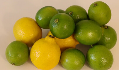 Beautiful lemons arranged on a table. A fruit rich in vitamin c.