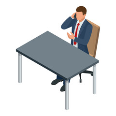 Isometric businessman isolated on write. Creating an office worker character, cartoon people. Business people.