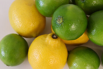 Beautiful lemons arranged on a table. A fruit rich in vitamin c.