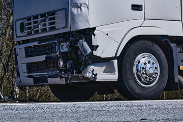 Car accident: truck after collision with van