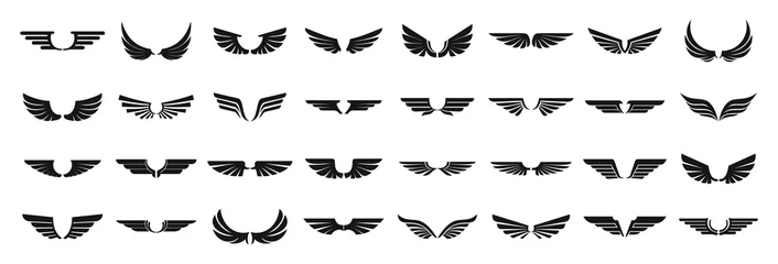 Poster Wings icons set. Simple set of wings vector icons for web design on white background © anatolir