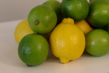 Beautiful lemons arranged on a table. A fruit rich in vitamin c.
