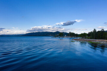 Aerial view of the mountain lake