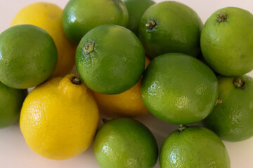 Beautiful lemons arranged on a table. A fruit rich in vitamin c.
