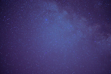 Astrological night sky with stars and constellations. The Milky Way and the accumulation of space debris in the galaxy.