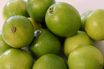 Beautiful lemons arranged on a table. A fruit rich in vitamin c.