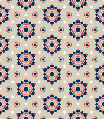 Seamless pattern with Folk Motifs in  5 colors
