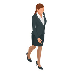 Isometric Business women stylish isolated on white. Business ladies, business woman character pose