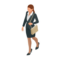 Isometric Business women stylish isolated on white. Business ladies, business woman character pose