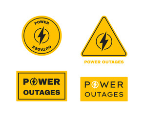 Obraz premium Power outages label set. Badge with lightning bolt. Logo design. Vector illustration