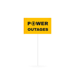 Power outages geometric banner on a board. Modern flat vector illustration
