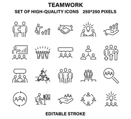 A set of simple but high-quality icons on the topic of teamwork.